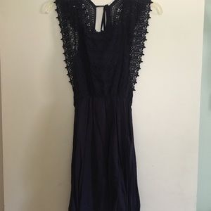 Navy lace bib dress from Francesca’s